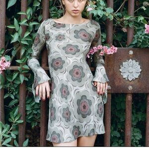 Realisation Par Floral Mini Dress - Green and Pink Hues